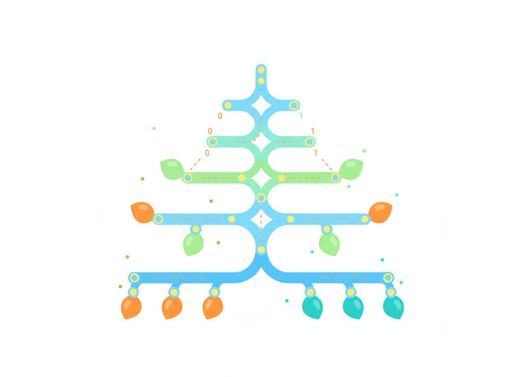 Бинарное дерево префиксного кода: каждый лист представляет уникальное кодовое слово
