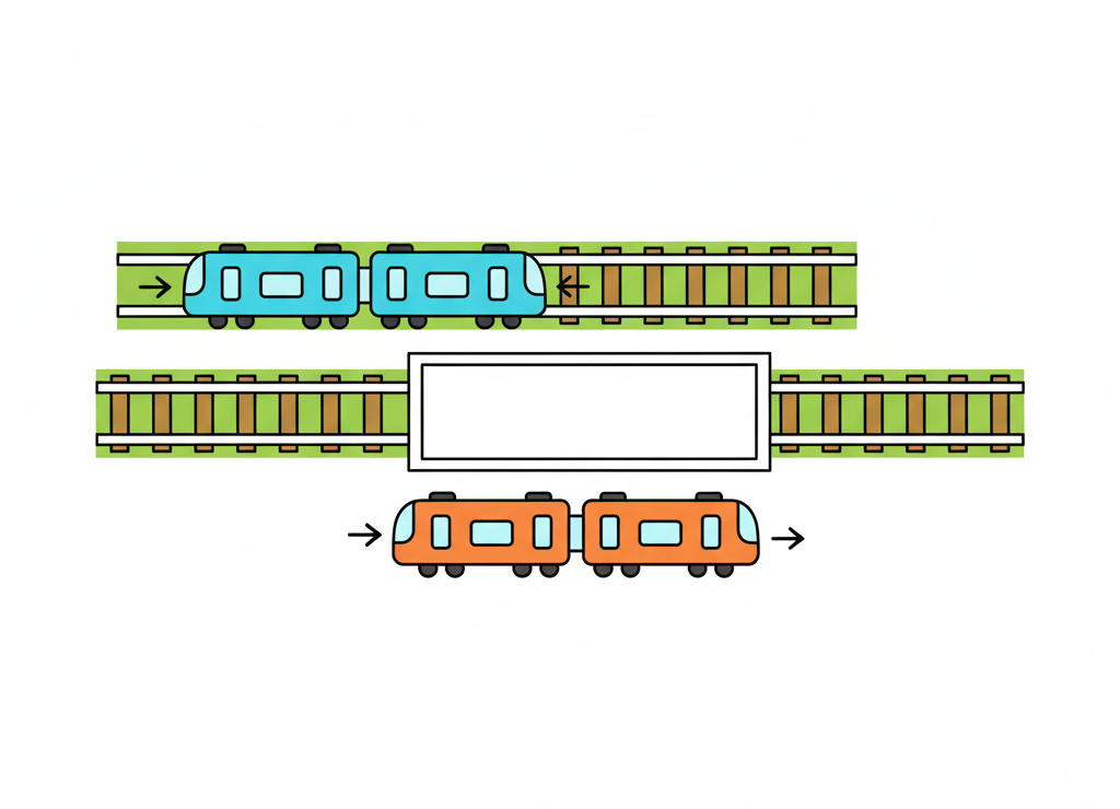 Схема помогает найти решение задачи про поезда