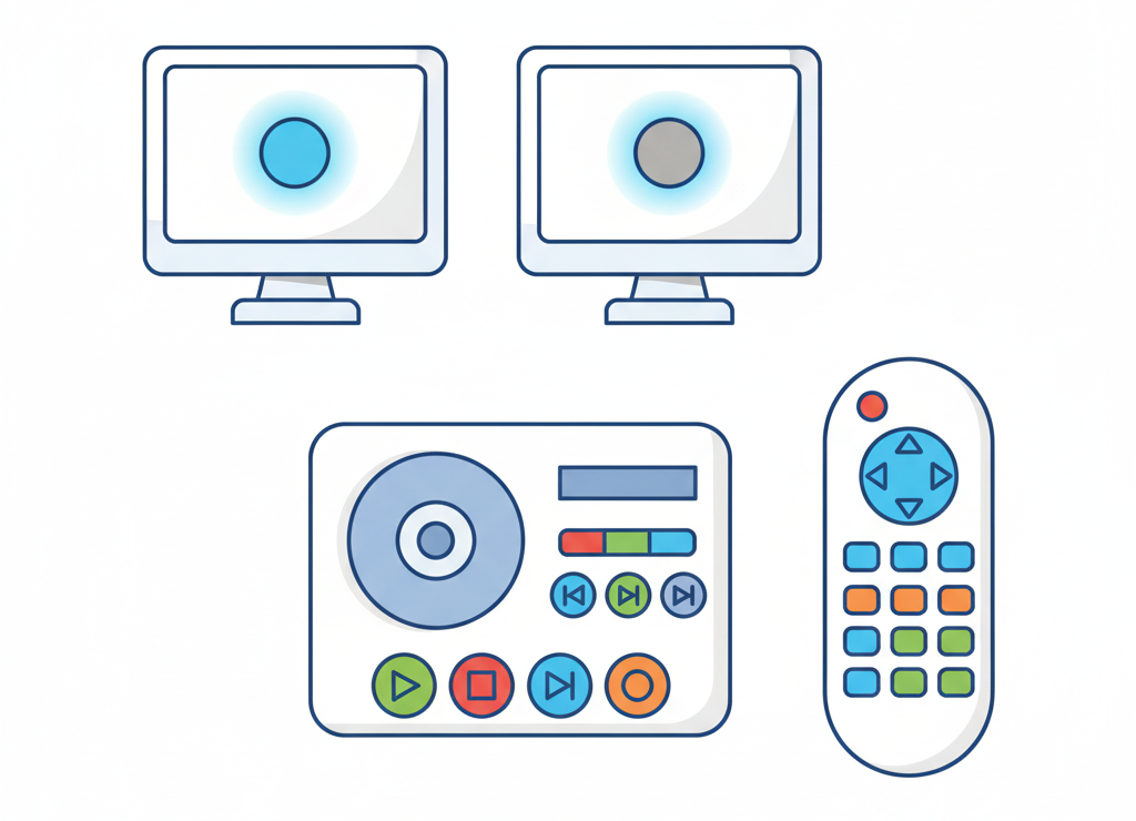 Простые исполнители: кнопка, CD-плеер, пульт