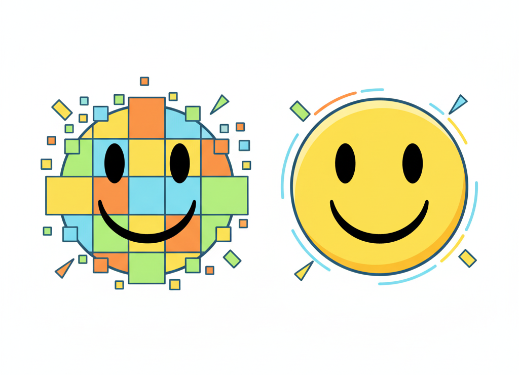 Низкое и высокое разрешение: чем больше пикселей, тем чётче картинка