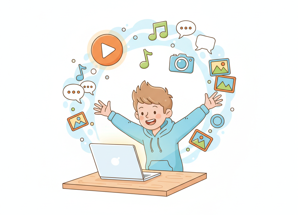 Мультимедиа объединяет текст, звук, видео и картинки в одном месте